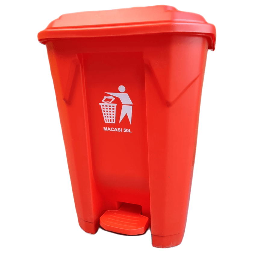 BASURERO 50 LTS PEDAL ROJO BASURERO 50 LTS PEDAL ROJO - Imagen 1