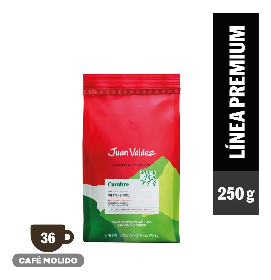 CAFÉ JUAN VALDEZ CUMBRE MOLIDO 250 G CAFÉ JUAN VALDEZ CUMBRE MOLIDO 250 G - Imagen 1