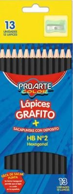 LAPIZ GRAFITO HEXA Nº 2 HB CAJA 12 UND + SACAPUNTA PROARTE - Imagen 2