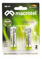 PILA RECARGABLE AA 2300 X2 - 800 CICLOS MACROTEL