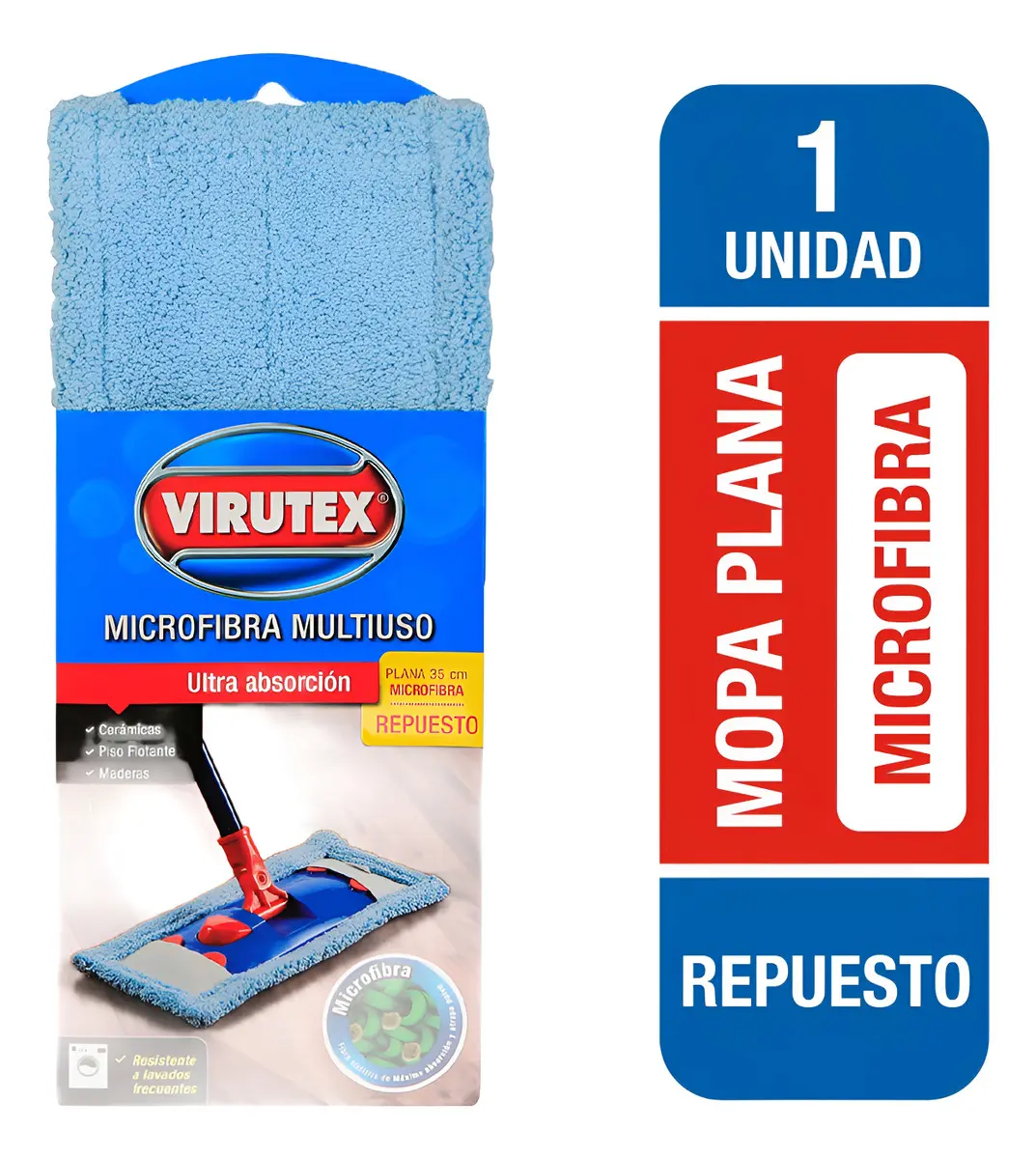 REPUESTO MOPA PLANA MICROFIBRA 35 CM VIRUTEX REPUESTO MOPA PLANA MICROFIBRA 35 CM VIRUTEX - Imagen 1
